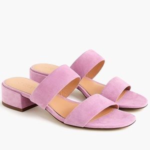 J.Crew Double-Strap Suede Slides In Iced Lilac